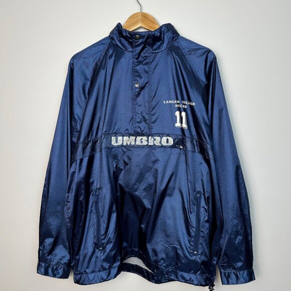 Vintage Umbro Langara College Soccer 1/4 Zip Windbreaker Jacket - Size Large - Picture 3 of 13
